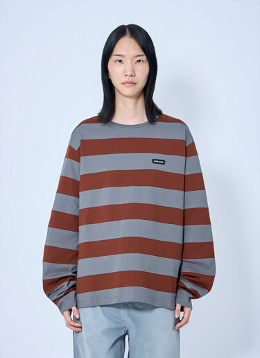 LN-CC® - Miu Miu: Striped Jersey T-Shirt - Grey Miu Miu Striped Jersey T-Shirt Grey miu0265013