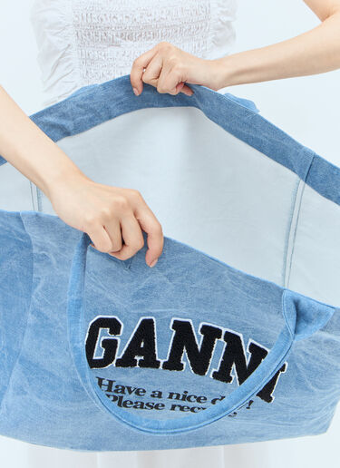 LN-CC® - GANNI: Logo Canvas Tote Bag - Blue GANNI Logo Canvas Tote Bag Blue gan0257048
