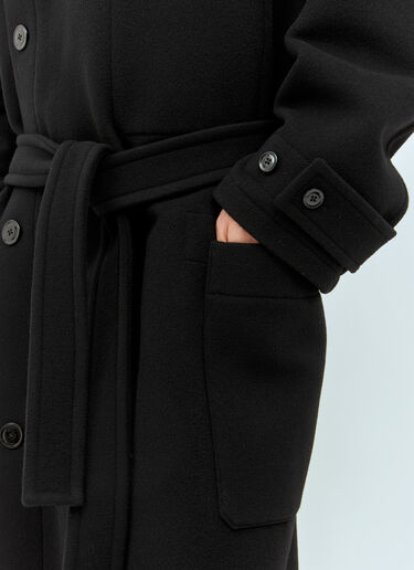 LN-CC® - Lemaire: Wrap Wool Coat - Black Lemaire Wrap Wool Coat Black lem0362020
