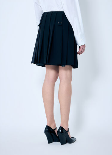 LN-CC® - Prada: Pleated Wool Skirt - Blue Prada Pleated Wool Skirt Blue pra0260023