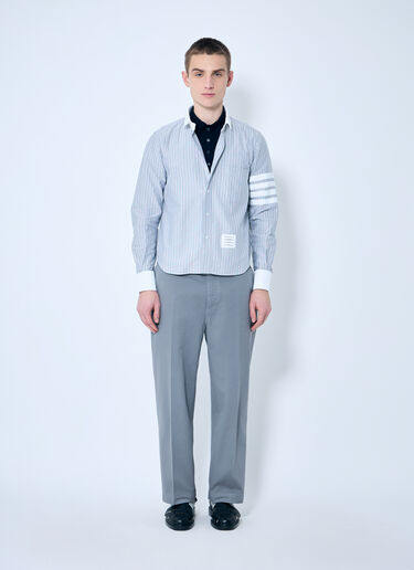 LN-CC® - Thom Browne: Striped Cotton Shirt - Navy Thom Browne Striped Cotton Shirt Navy thb0159003