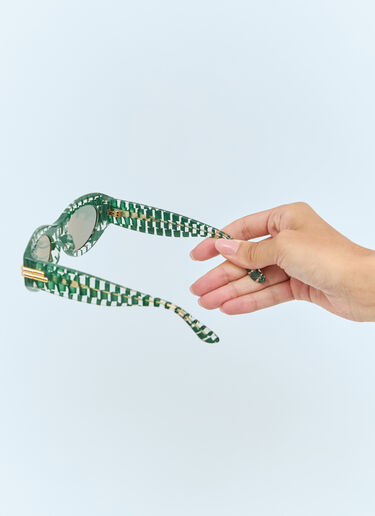 LN-CC® - Bottega Veneta: Mitre Oval Sunglasses - Green Bottega Veneta Mitre Oval Sunglasses Green bos0257002