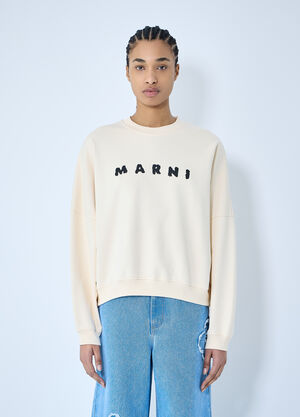 Marni Logo Print Sweatshirt Beige mni0259002