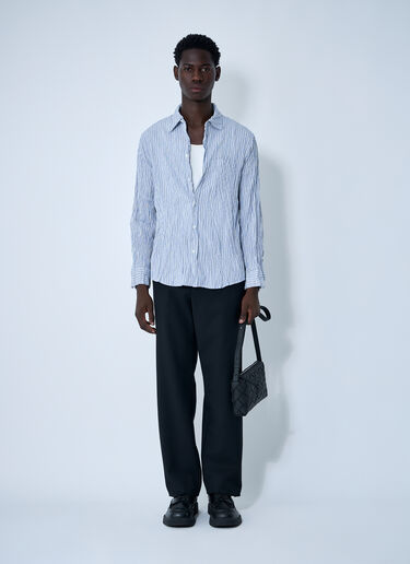 LN-CC® - Bottega Veneta: Cruched Cotton Stripe Shirt - Blue Bottega Veneta Cruched Cotton Stripe Shirt Blue bov0160004