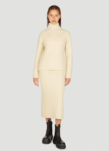 LN-CC® - Jil Sander+: Wool Rib Midi Skirt - Beige Jil Sander+ Wool Rib Midi Skirt Beige jsp0253010
