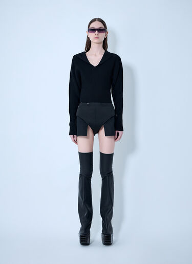 LN-CC® - Rick Owens: Dracu Cropped V Knit - Black Rick Owens Dracu Cropped V Knit Black ric0263041