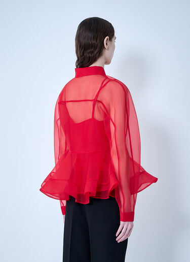 GANNI Textured Organza Peplum Shirt Red gan0263020