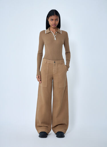 Moncler Wide-Leg Cargo Pants Brown mon0263026