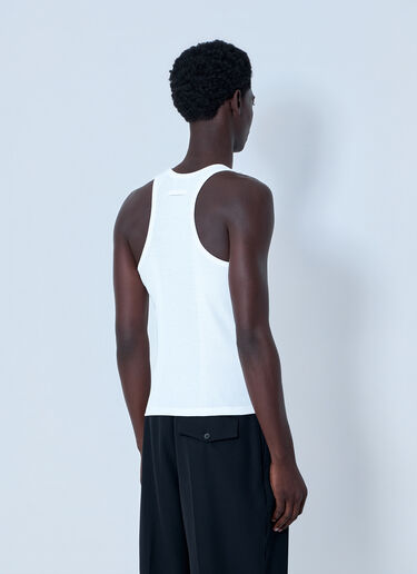 LN-CC® - Jean Paul Gaultier: Ribbed Tank Top with Metallic Hardware - White Jean Paul Gaultier Ribbed Tank Top with Metallic Hardware White jpg0364003