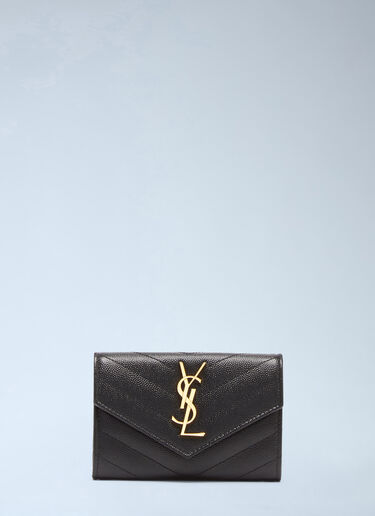 LN-CC® - Saint Laurent: Logo Plaque Envelope Wallet - Black Saint Laurent Logo Plaque Envelope Wallet Black sla0233066