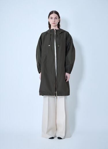 Max Mara 벨트 후드 코트 녹색 max0263203