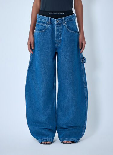 LN-CC® - Alexander Wang: Logo Motif Denim Jeans - Dark Blue Alexander Wang Logo Motif Denim Jeans Dark Blue awg0263031