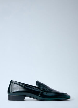 LN-CC® - Dries Van Noten: Polished Leather Loafers - Green Dries Van Noten Polished Leather Loafers Green dvn0263025