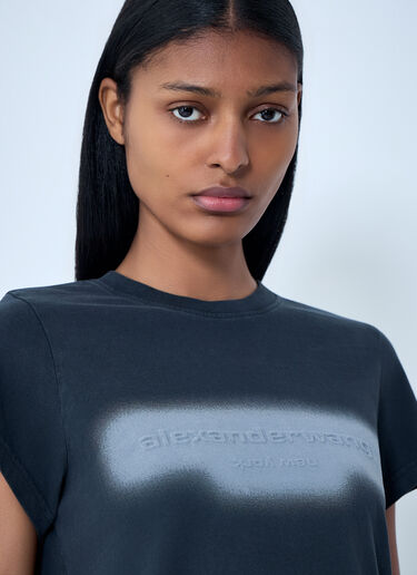 Alexander Wang コットンジャージー ロゴ Tシャツ ダークグレー awg0263016