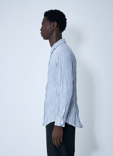 LN-CC® - Bottega Veneta: Cruched Cotton Stripe Shirt - Blue Bottega Veneta Cruched Cotton Stripe Shirt Blue bov0160004