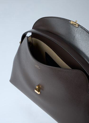 LN-CC® - TOTEME: T-Lock Leather Top-Handle Bag - Brown TOTEME T-Lock Leather Top-Handle Bag Brown tot0263078