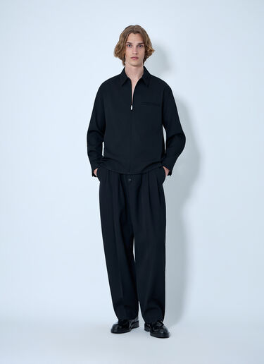 LN-CC® - Jacquemus: Zip-Front Cotton Shirt - Black Jacquemus Zip-Front Cotton Shirt Black jac0164016