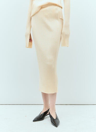 Jil Sander Rib Knit Midi Skirt Beige jil0255017