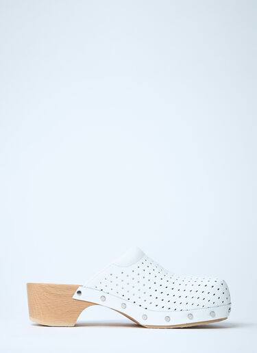 LN-CC® - Balenciaga: Perforated Heeled Clogs - White Balenciaga Perforated Heeled Clogs White bal0261028