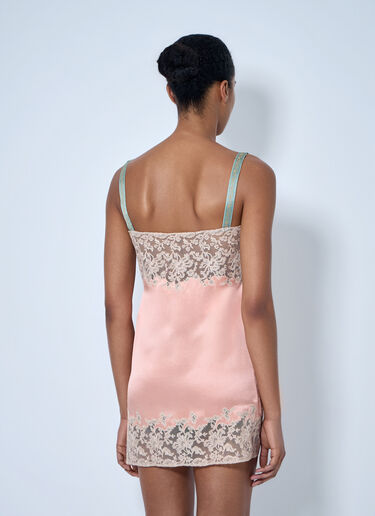 Saint Laurent Sleeveless Lace-Trimmed Slip Dress Pink sla0263024