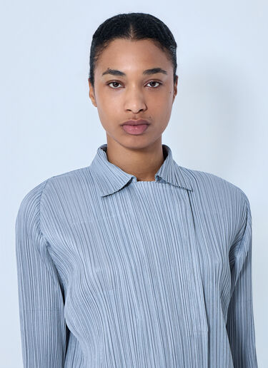 LN-CC® - Pleats Please Issey Miyake: 구조적 플리츠 긴팔 셔츠 - 회색 Pleats Please Issey Miyake 구조적 플리츠 긴팔 셔츠 회색 plp0264009