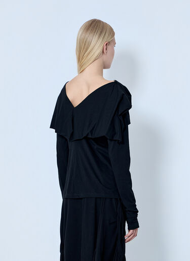 LN-CC® - Yohji Yamamoto: Supima Single Jersey Big Collar Top - Black Yohji Yamamoto Supima Single Jersey Big Collar Top Black yoy0264009