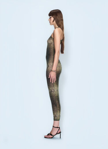 LN-CC® - Off-White: Crocodile Mesh Racer Dress - Green Off-White Crocodile Mesh Racer Dress Green ofw0260042