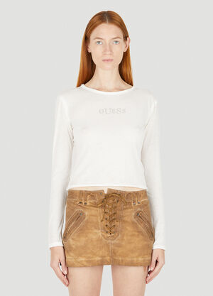 LN-CC® - Guess USA: Logo Long Sleeve T-Shirt - White Guess USA Logo Long Sleeve T-Shirt White gue0250016