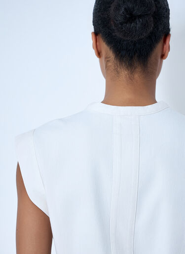 Lemaire Sleeveless V-Neck Top with Belted Waist White lem0264005