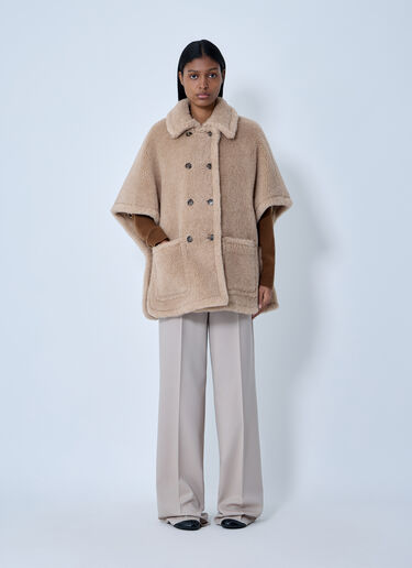 LN-CC® - Max Mara: Shearling Cape - Beige Max Mara Shearling Cape Beige max0263043