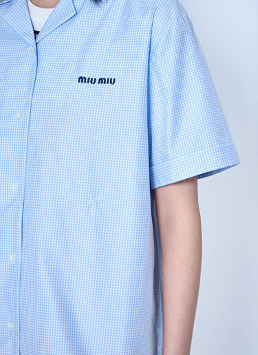 LN-CC® - Miu Miu: Short-Sleeve Cotton Poplin Shirt - Blue Miu Miu Short-Sleeve Cotton Poplin Shirt Blue miu0265005