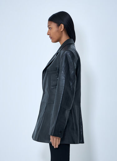 LN-CC® - Alexander Wang: Leather Single-Breasted Blazer - Black Alexander Wang Leather Single-Breasted Blazer Black awg0263011