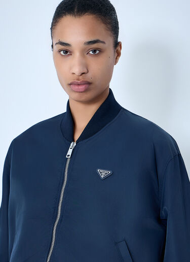 LN-CC® - Prada: Zip-Up Bomber Jacket - Blue Prada Zip-Up Bomber Jacket Blue pra0264003