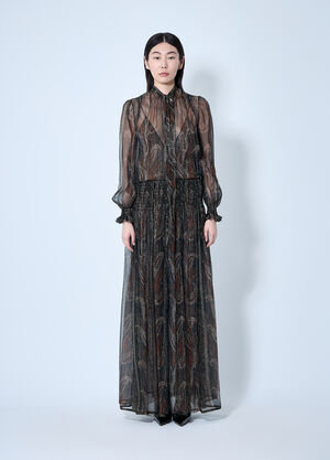 LN-CC® - Saint Laurent: Lavallière Paisley Silk Crepon Maxi Dress - Black Saint Laurent Lavallière Paisley Silk Crepon Maxi Dress Black sla0259001