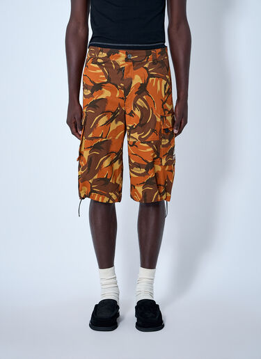 LN-CC® - Martine Rose: Printed Cargo Shorts - Orange Martine Rose Printed Cargo Shorts Orange mtr0164009