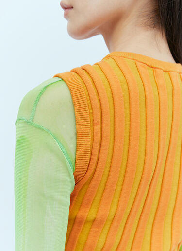 LN-CC® - Paula Canovas del Vas: Knit Bubble Cut-Out Vest - Orange Paula Canovas del Vas Knit Bubble Cut-Out Vest Orange pcd0254006