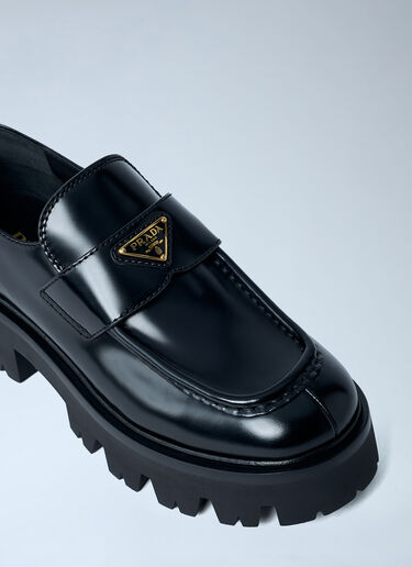 Prada 光面皮革乐福鞋  黑色 pra0262051