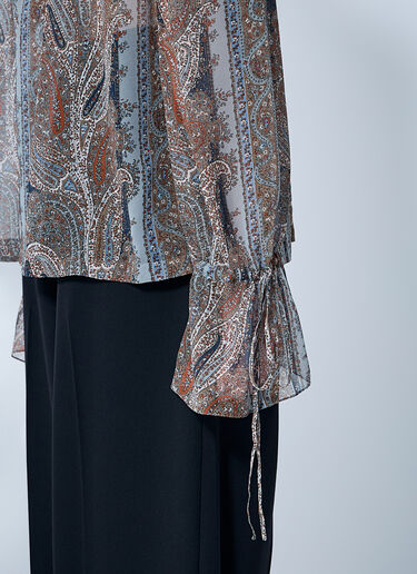 LN-CC® - Saint Laurent: Paisley Silk Georgette Blouse - Brown Saint Laurent Paisley Silk Georgette Blouse Brown sla0259016