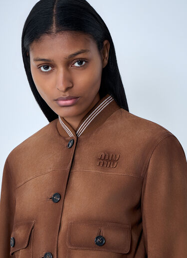 Miu Miu Suede Bomber Jacket Brown miu0263004