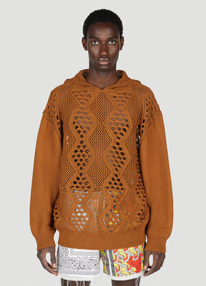 LN-CC® - Children Of The Discordance: Knit Hooded Sweater - Brown Children Of The Discordance Knit Hooded Sweater Brown cod0154006