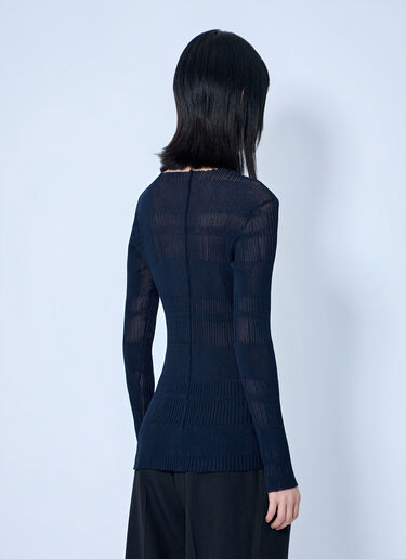 Yohji Yamamoto Rib Tuck D Round Neck Top Navy yoy0264006