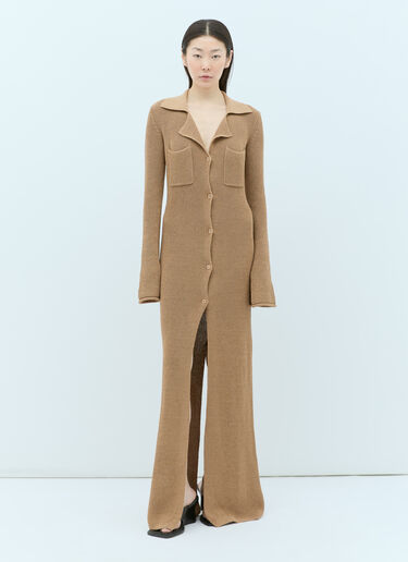 LN-CC® - Aya Muse: Agos Knit Maxi Dress - Brown Aya Muse Agos Knit Maxi Dress Brown aym0255002