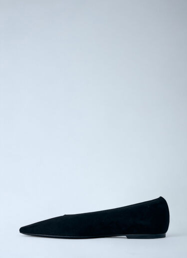 TOTEME Minimalist Suede Ballerinas Flats Black tot0261037