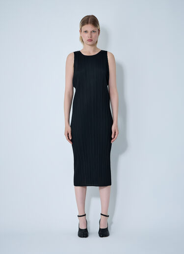 LN-CC® - Pleats Please Issey Miyake: Pleated Midi Dress - Black Pleats Please Issey Miyake Pleated Midi Dress Black plp0260019