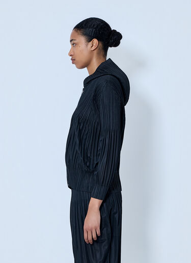 LN-CC® - Pleats Please Issey Miyake: 플리츠 지퍼 업 재킷 - 검정 Pleats Please Issey Miyake 플리츠 지퍼 업 재킷 검정 plp0264001