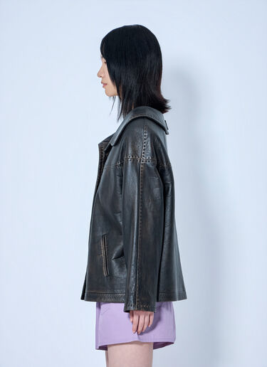 LN-CC® - Prada: Leather Button-Up Jacket - Black Prada Leather Button-Up Jacket Black pra0265004