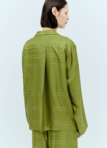 LN-CC® - TOTEME: Monogram Silk Pyjama Shirt - Green TOTEME Monogram Silk Pyjama Shirt Green tot0257012