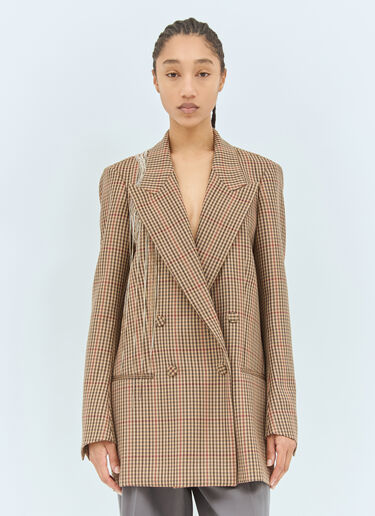 Dries Van Noten Crystal Embellished Wool Blazer Brown dvn0258016