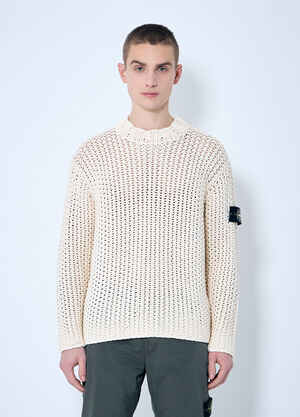 LN-CC® - Stone Island: UV-Reactive Crochet Sweater - Beige Stone Island UV-Reactive Crochet Sweater Beige sto0160039