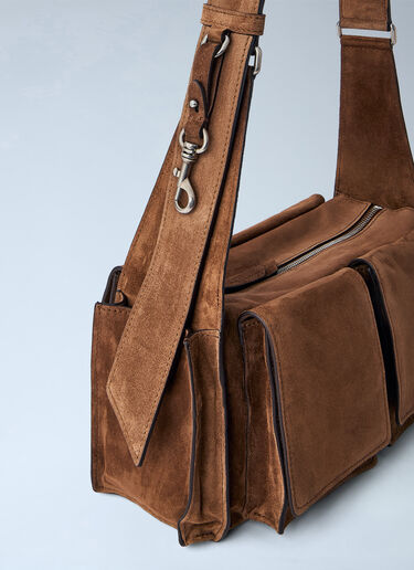 Miu Miu Utilitaire Suede Shoulder Bag Brown miu0164041